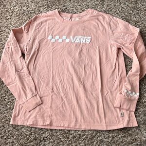 Vans Peach Long Sleeve Tee with White Logo ladies size large